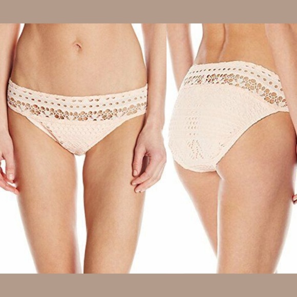 NWT $78 Robin Piccone Mia' Crochet Hipster Bikini Bottoms‎ Pink [SZ Large ] - Picture 1 of 7